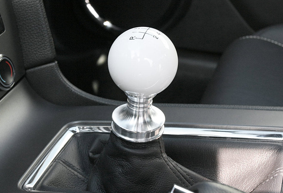Steeda Mustang White Cue Ball Shift Knob & Billet Collar 2011-2014 by 420Performance