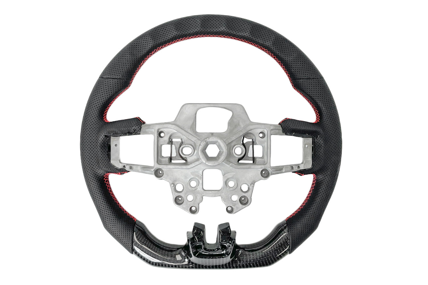 Steeda Q850 Mustang Carbon Fiber Steering Wheel with Red Stitching and Red Sightline for 2018-2023 models by 420Performance