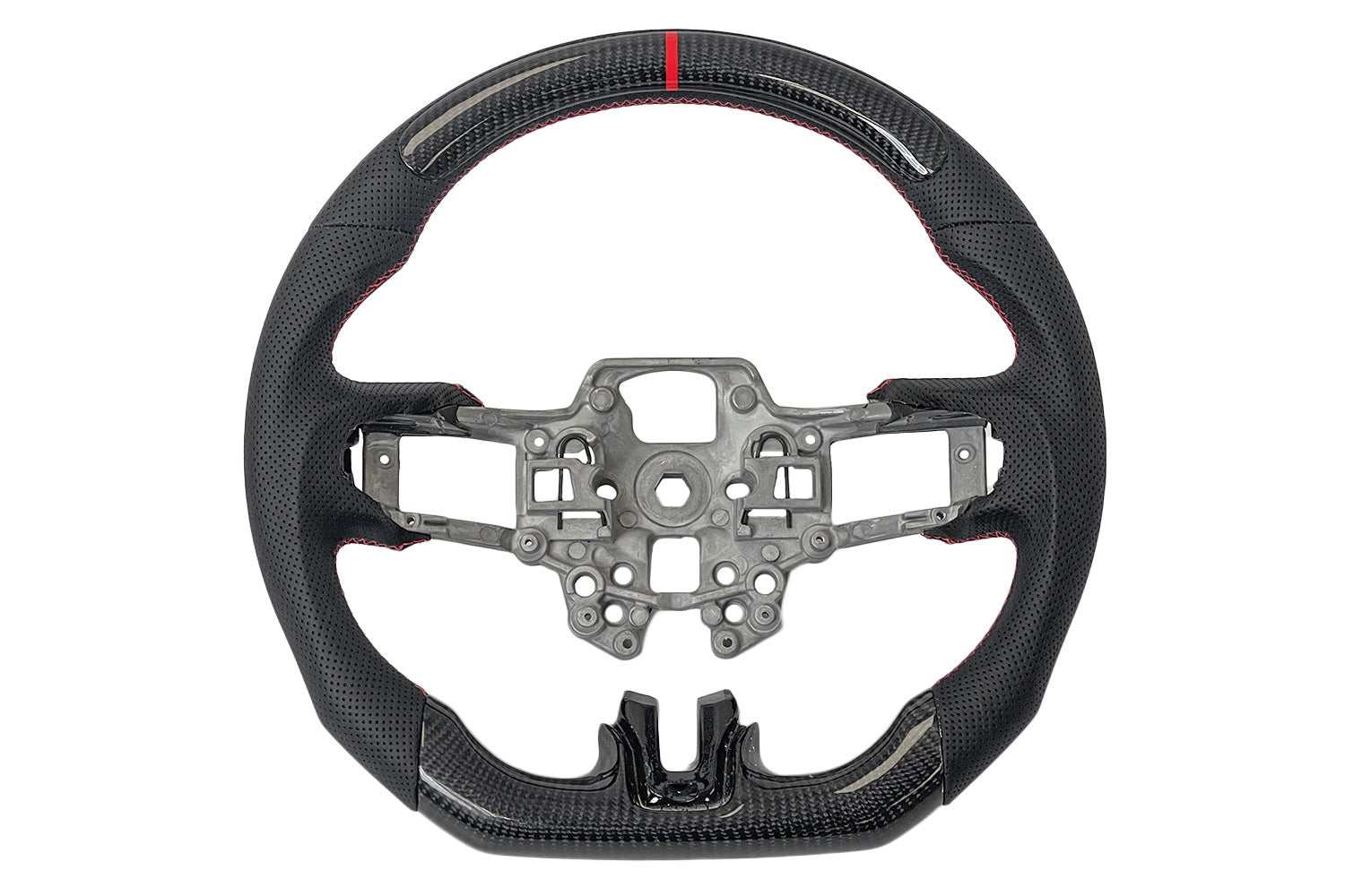 Steeda Q850 Mustang Carbon Fiber Steering Wheel Red Stitching/Red Sightline (2018-2023)