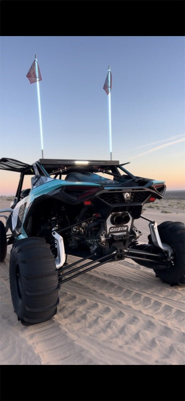 Gibson 2024 Cam-Am Maverick R 4in. T304 Stainless Round Dual Wall Slash-Cut Tip - Black Ceramic